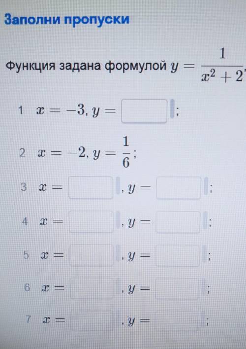 Функция задана формулой y=1 где -3 ←x←3 __ x2+2​