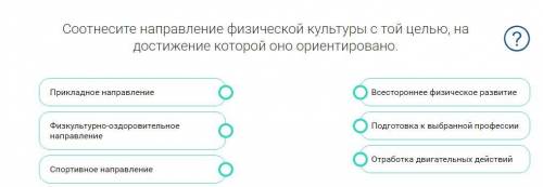 Соотнесите направление физической культуры с той целью, на достижение которой оно ориентировано.