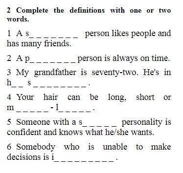 Complete the definitions with one or two words.