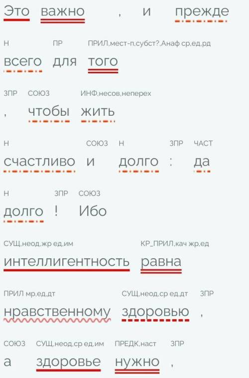 сделать синтаксический разбор. Текст: Это важно, и прежде всего для того, чтобы жить счастливо и дол