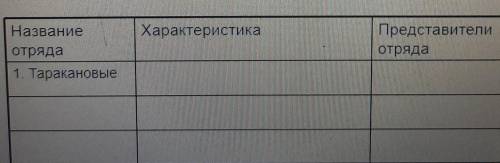 По отряды насекомых составьте таблицу,записав в характеристику только 3 рассмотренных признака(крыль