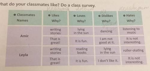 What do your dassmates like? Do a class survey​