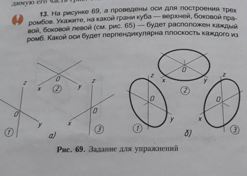 ..каждого из этих ромбов?А какой оси перпендикулярна плоскость каждого из овалов (рис.69,б