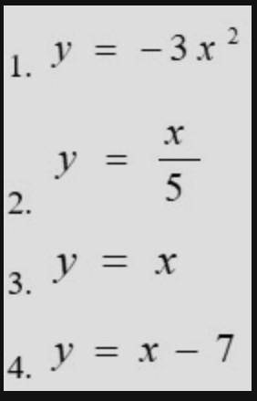 Отметьте функции, которые являются прямой пропорциональностью.1)42)23)14)3​