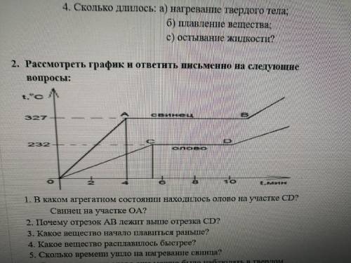 2. Рассмотреть график и ответить письменно на следующие вопросы: 1. В каком агрегатном состоянии нах