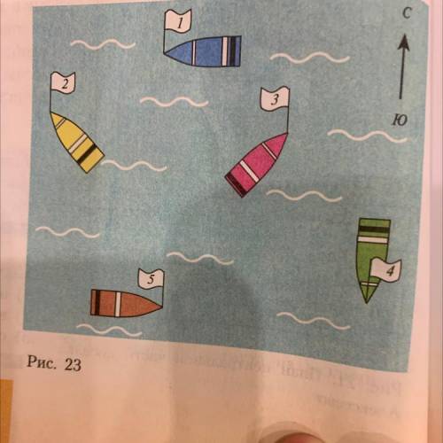 9. Рассмотрите рисунок 23. В каком направлении движется каждая лодка?