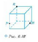 На ребрах або на гранях куба вказано точки M, P і R cкориставшись властивостями паралельних прямих і