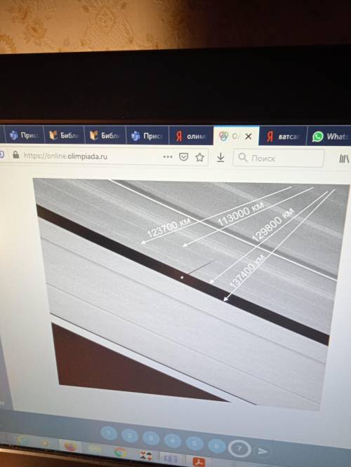На фотографии колец Сатурна запечатлена тень, отбрасываемая на кольца одним из спутников планеты. Сч