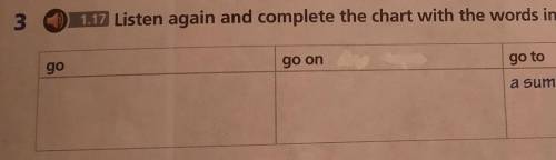 3 1.17 Listen again and complete the chart with the words in Exercise 1.gogo ongo toa summer camp