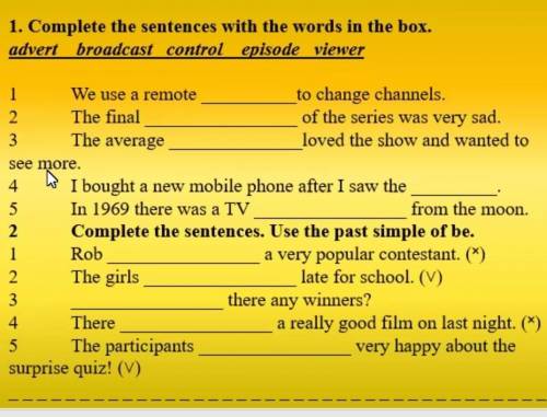 Complete the sentences. Use the past simple of be. 1)Rob___a very popular contestant.(x)2)The girls