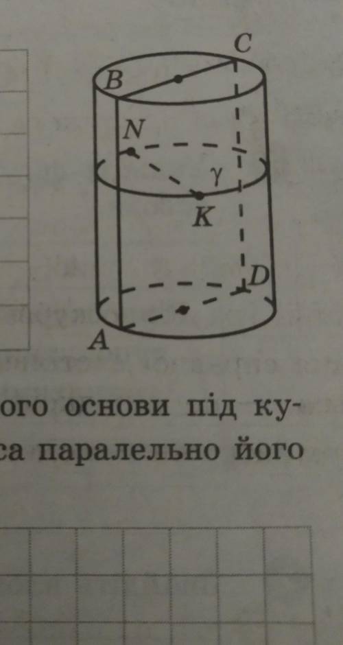 ABCD - осьовий переріз циліндра, γ (гамма) проведений паралельно основі циліндра переріз , що ділить