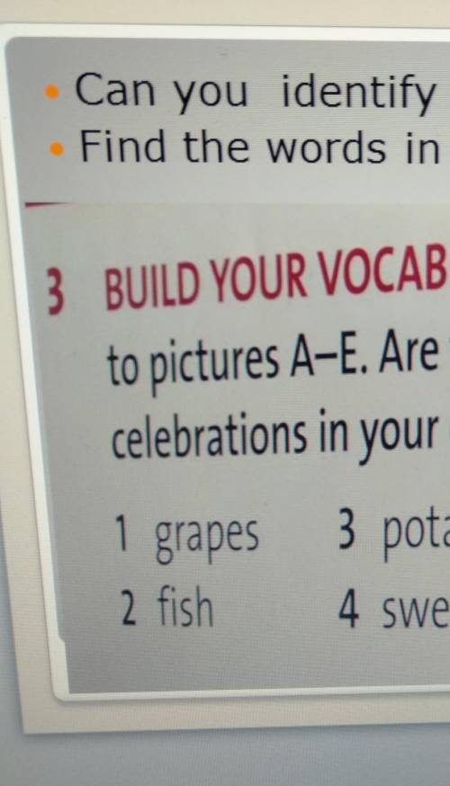 3 BUILD YOUR VOCABULARY Match words 1-5 to pictures A-E. Are there any special foods forcelebrations