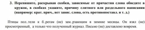 Птицы пол..тели к б..регам (не) зам..рзающим в зимние месяцы. Он взял (не) просмотренный, а только ч