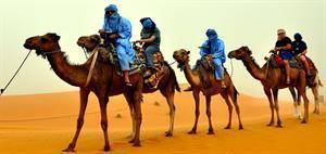 Караван купцов равномерно движется на верблюдах по пустыне — им ничто не мешает брести по равнине. С