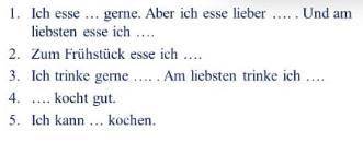 6 класс немецкий язык Поставьте недостающие слова.