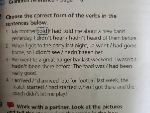 Look at the chart . Choose the correct form of the verbs in the sentences below