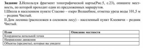 Используя фрагмент топографической карты(Рис.5, с.23), опишите мест- ность, по которой проходит один