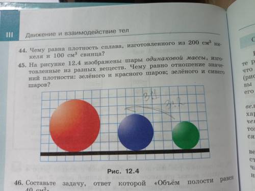На рисунке изображены шары одинаковой массы, изготовленные из разных веществ. Чему равно отношение з