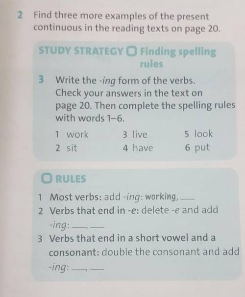 2 Find three more examples of the present continuous in the reading texts on page 20.STUDY STRATEGY