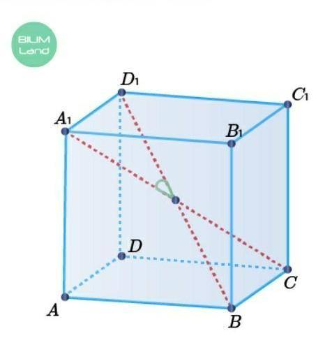 Дан куб ABCDA1B1C1D1. Найдите угол между диагоналями A1C и BD1.​