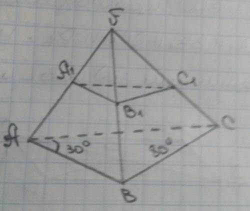 Дан треугольник ABC аа1 принадлежит bb1 принадлежит cc1 = F, A1B1 //AB, A1C1//AC, B1C1//BC, <BAC=
