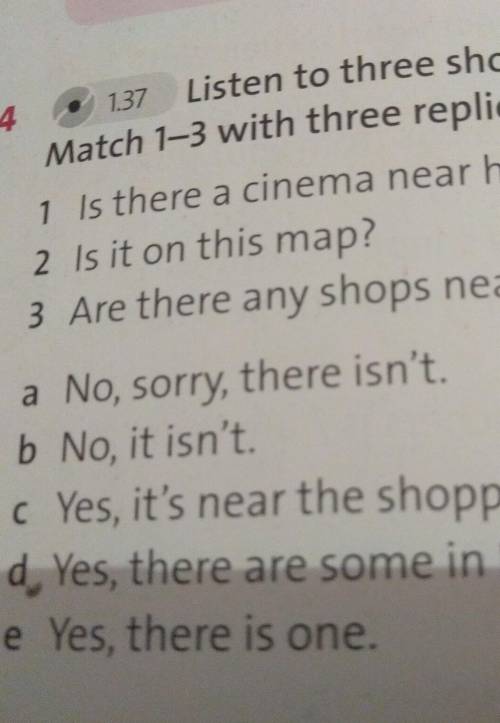 1.ls there a cinema near here? 2.Is it on this map? 3 Are there any shops near here? ​