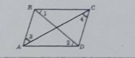 На рис. ABCD- четырехугольник угол 1 = углу 2, угол 3 = углу 4 Докажите что ABCD-параллелограмм​