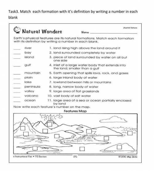 Task3. Match each formation with it’s definition by writing a number in each blank ​