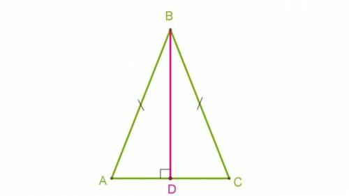 В равнобедренном треугольнике ABC проведена высота к основанию AC, длина основания равна 46 см, ∡CBD
