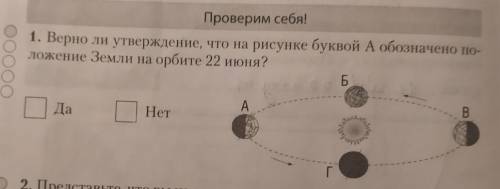 Верно ли утверждение, что на рисунке буквой А обозначено положение Земли на орбите 22 июня ? )​