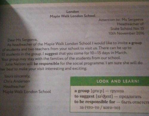 3 Read the invitation letter from Mr Anderson, the headteacherof the Maple Walk London SchoolHow man