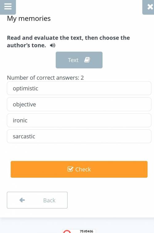 Read and evaluate the text, then choose the author’s tone. TextNumber of correct answers: 2optimisti