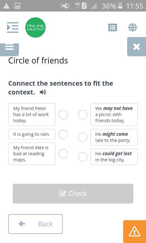 Connect the sentences to fit the context.