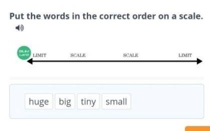 Put the words in the correct order on a scale.huge big tiny small. ​