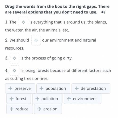 Drag the words from the box to the right gaps. There are several options that you don’t need to use.