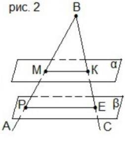 с геометрией(это Параллельные плоскости α и β пересекают стороны угла АВС в точках М, К, Р и Е как п