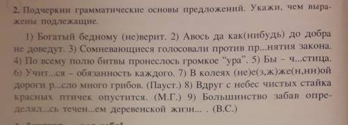 Подчеркни грамматические основы предложений. Укажи, чем выражены подлежащие.​