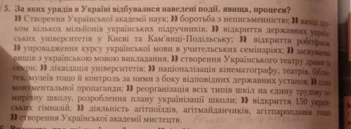 5. За яких урядів в Україні відбувалися наведені події, явища, процеси? » Створення Української акад