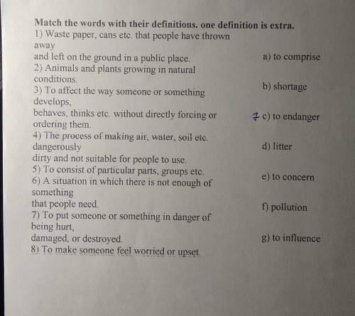 Match the words their definitions. one definition is extra​