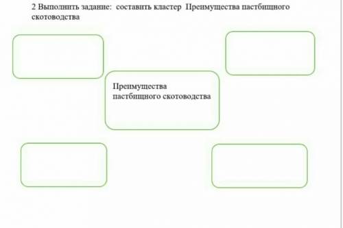 2 Выполнить задание:  составить кластер Преимущества пастбищного скотоводствапомагите​