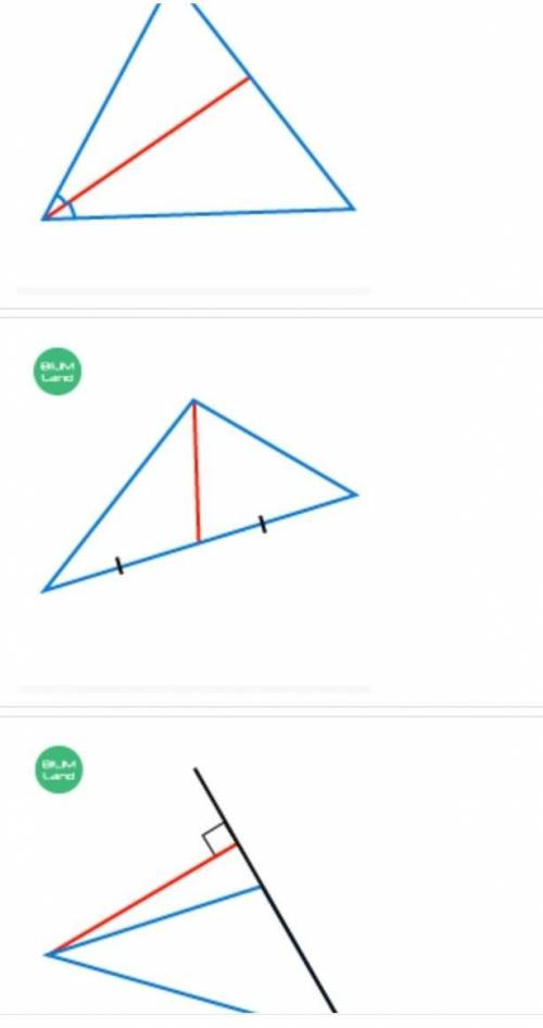 На каком рисунке изображена медиана треугольника? ОМ​