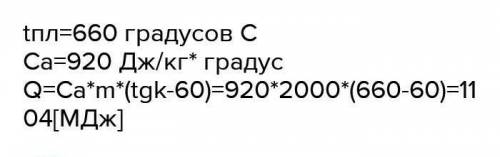 какое количество теплоты выделится при отвердевании 2 т расплавленного алюминия, взятого при темпера