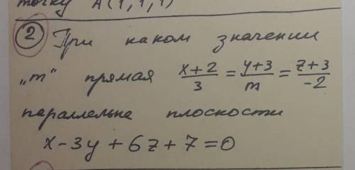 При каком значении M прямая параллельна плоскости