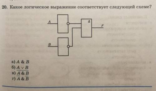 20. Какое логическое выражение соответствует следующей схеме? a) A & B6) A VBB) A&Br) A&