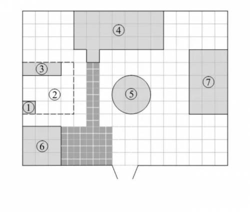 На плане изображено домохозяйство. Сторона каждой клетки на плане равна 2 м. Участок имеет прямоугол