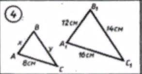 решить задачу, по условию треугольники подобные, найти x и y