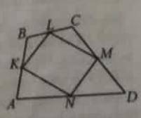 Точки K,L ,M, N, -середины сторон четырехугольника ABCD, Найдите площадь четырехугольника KLMN, если