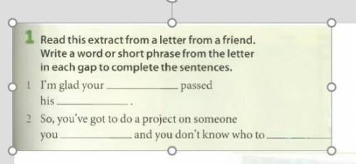 1.Read this extract from a letter from friend.Write a word short phrase from the letter in each gap