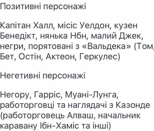 Позитивні та негативні персонажі роману п'ятнадцятирічний капітан. Будь ласочка))) ​