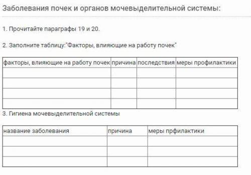 2. Заполните таблицу:Факторы, влияющие на работу почек факторы, влияющие на работу почек причина п